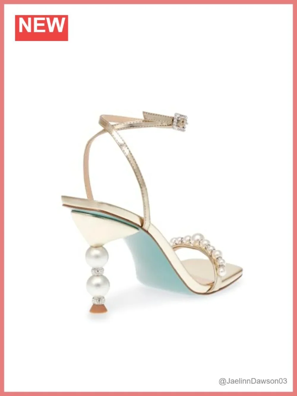 Women's Heeled Dress Sandal, Stiletto Heel, Pearl Heel, Ankle Strap, Open Toe